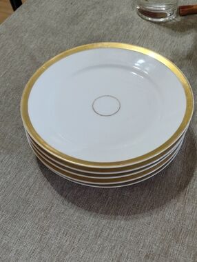 Haviland Limoges White and Gold Rim Porcelain Side Plate Wedding Ring Set Of 5